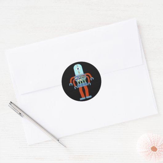 Enge oogbol robot ronde sticker (Envelop)