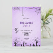 ENGE PAARSE EN ZWARTE HALLOWEEN UITNODIGING (Staand voorkant)