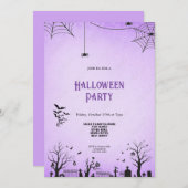 ENGE PAARSE EN ZWARTE HALLOWEEN UITNODIGING (Voorkant / Achterkant)