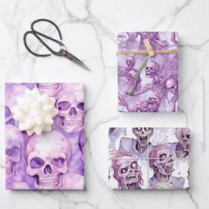 Enge Paarse Halloween Goules Inpakpapier Vel