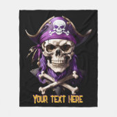 Enge Paarse Pirate Skull en Crossbones Fleece Deken (Voorkant)