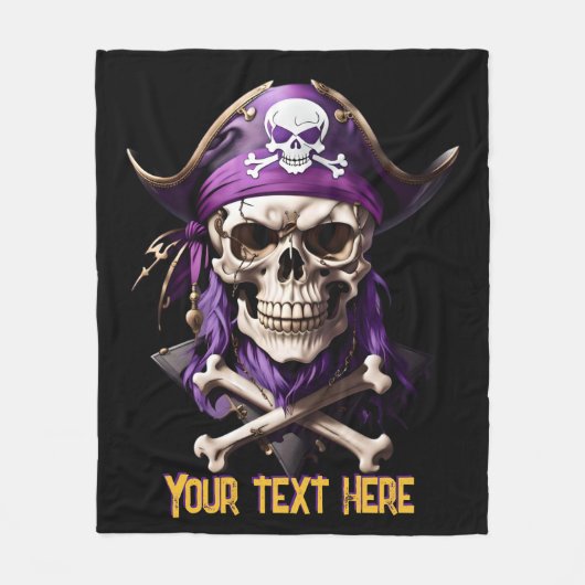 Enge Paarse Pirate Skull en Crossbones Fleece Deken (Voorkant)