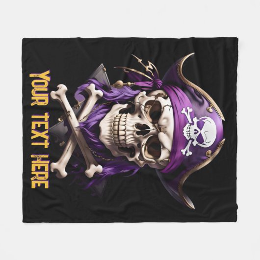 Enge Paarse Pirate Skull en Crossbones Fleece Deken (Voorkant (Horizontaal))