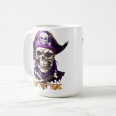 Enge Paarse Pirate Skull en Crossbones Koffiemok (Voorkant links)