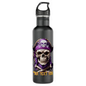 Enge Paarse Pirate Skull en Crossbones Waterfles (Voorkant)