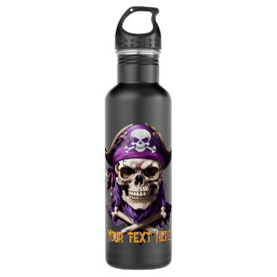 Enge Paarse Pirate Skull en Crossbones Waterfles