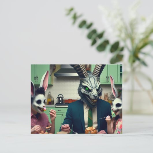  enge paasmaaltijd briefkaart (Staand voorkant)