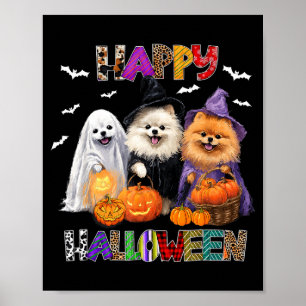 Enge Pembroke Pomeranian Hond Heksenhoed Halloween Poster