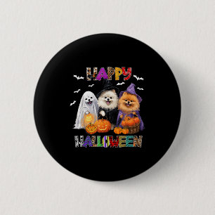 Enge Pembroke Pomeranian Hond Heksenhoed Halloween Ronde Button 5,7 Cm