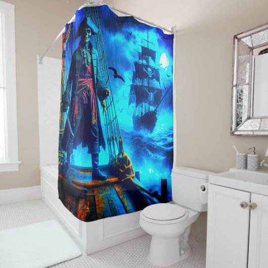 Enge piraat douchegordijn (In situ)