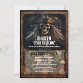 Enge Pirate Schedel Zwart Halloween Feest Kaart (Voorkant)