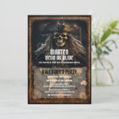 Enge Pirate Schedel Zwart Halloween Feest Kaart (Staand voorkant)