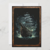 Enge Pirate Schedel Zwart Halloween Feest Kaart (Achterkant)