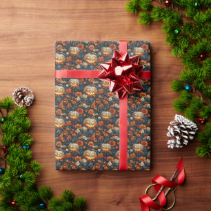 Enge pompoen en bloemen veld02 cadeaupapier