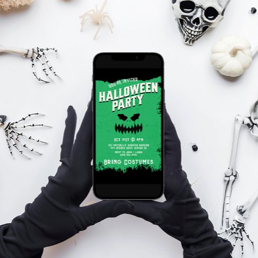 Enge pompoen gezicht Halloween Party Kaart