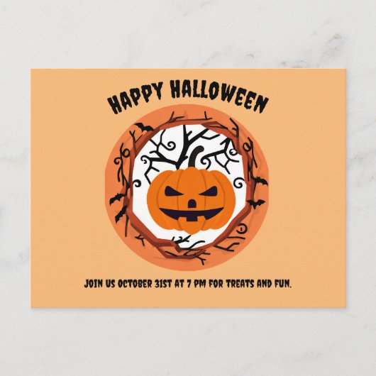 Enge Pompoen Halloween Briefkaart Invitation (Voorkant)