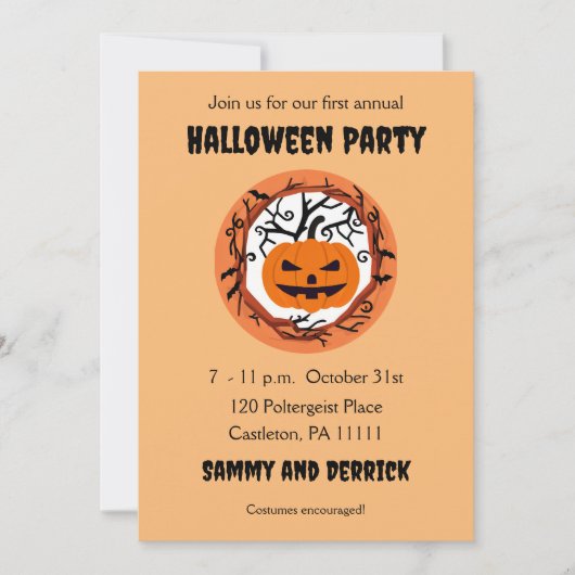 Enge Pompoen Halloween Feest Uitnodigingen (Voorkant)