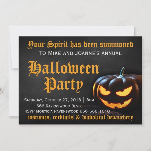 Enge Pompoen Halloweenfeest Kaart (Voorkant)