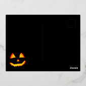 enge pompoen in het donker - Halloween Folie Uitnodiging Briefkaart (Achterkant)