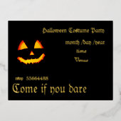 enge pompoen in het donker - Halloween Folie Uitnodiging Briefkaart (Voorkant)