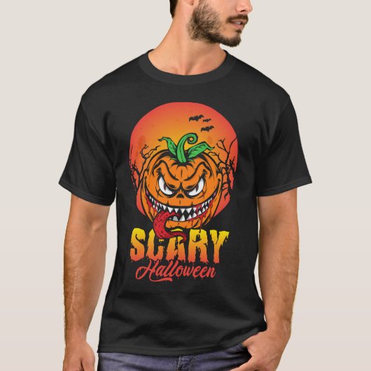 enge pompoen in het halloween t-shirt (Voorkant)