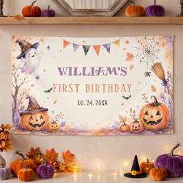 Enge Pompoen Verjaardag Halloween Spandoek