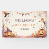 Enge Pompoen Verjaardag Halloween Spandoek (Horizontaal)