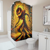 Enge pompoenkunst douchegordijn (In situ)