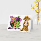 Enge Poodle Liefde Halloween Kaart (Gele Bloem)