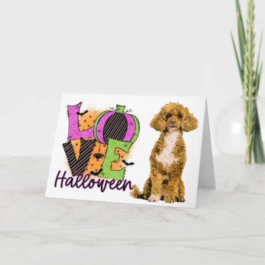 Enge Poodle Liefde Halloween Kaart (Voorkant)