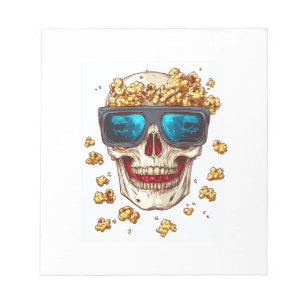 Enge Popcorn Schedel � Grappige Horrorfilm Skelet Notitieblok