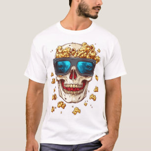Enge Popcorn Schedel � Grappige Horrorfilm Skelet T-shirt