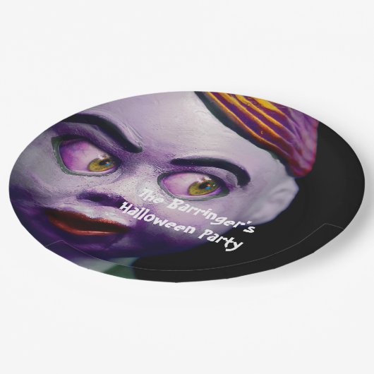 Enge poppenpop Griezelige Halloween Papieren Bordje (Gekanteld)