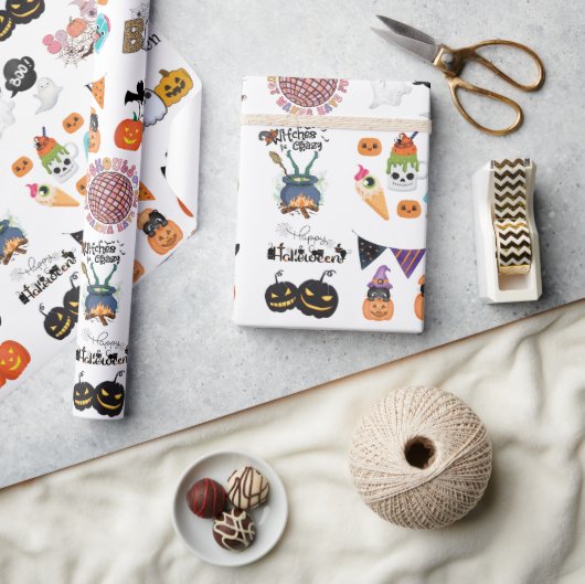 Enge pret en griezelige halloween cadeaupapier (Crafts)