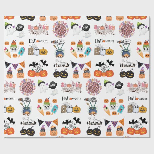 Enge pret en griezelige halloween cadeaupapier (Vlak)