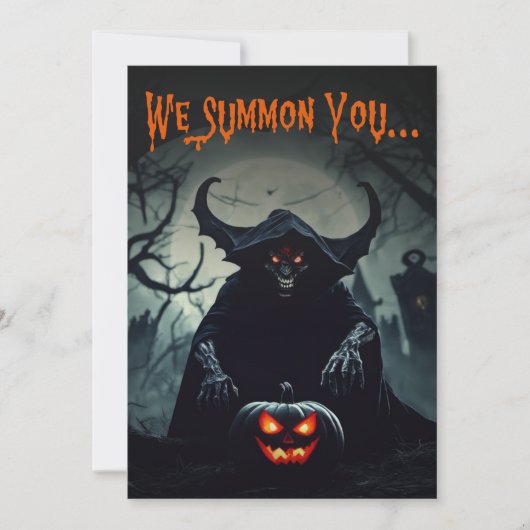 Enge Red Eyed Demon Volwassen Halloween Party Kaart (Voorkant)