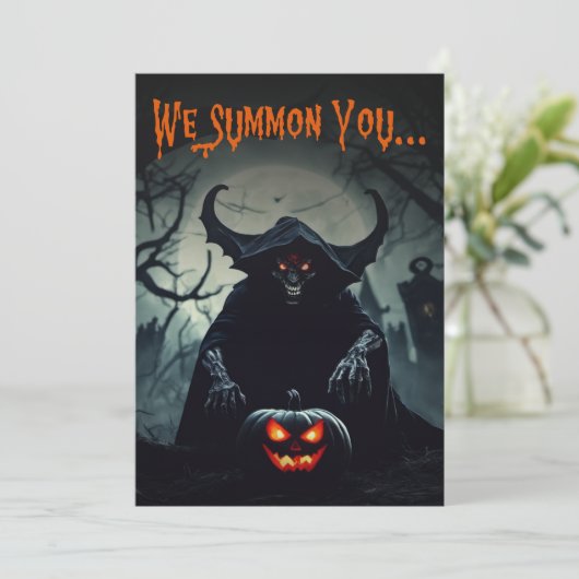 Enge Red Eyed Demon Volwassen Halloween Party Kaart (Staand voorkant)