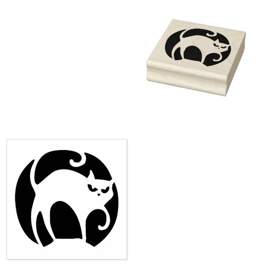 Enge Retro Halloween Kat Rubber Art Stamp Rubberstempel (Gestempeld)