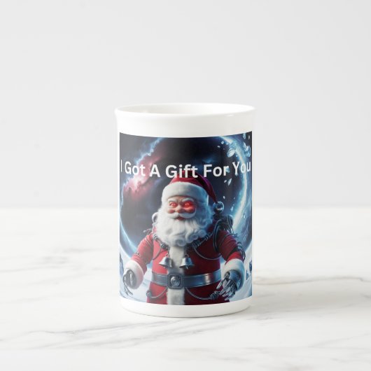 enge robotkerstman porselein kop (Voorkant)