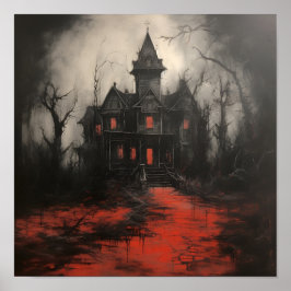 enge rode acryl spookhuis Halloween print
