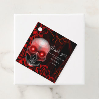 Enge rode bloemendonkere humeurige gothic schedel bedankjes labels