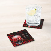 Enge rode bloemendonkere humeurige gothic schedel  kartonnen onderzetters (Insitu)