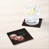 Enge rode bloemendonkere humeurige gothic schedel kartonnen onderzetters (Insitu)