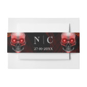 Enge rode bloemendonkere humeurige gothic schedel uitnodigingen wikkel (Voorkant Voorbeeld)