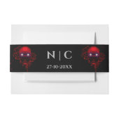 Enge rode bloemendonkere humeurige gothic schedel  uitnodigingen wikkel (Voorkant Voorbeeld)