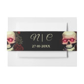 Enge rode bloemendonkere humeurige gothic schedel uitnodigingen wikkel (Voorkant Voorbeeld)