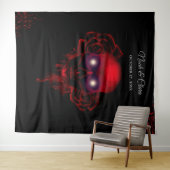 Enge rode bloemendonkere humeurige gothic schedel  wandkleed (In Situ (horizontaal))