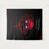 Enge rode bloemendonkere humeurige gothic schedel  wandkleed (Voorkant (horizontaal))