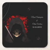 Enge rode donkere humeurige gothic schedel hallowe kartonnen onderzetters (Voorkant)