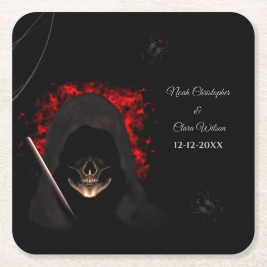 Enge rode donkere humeurige gothic schedel hallowe kartonnen onderzetters (Voorkant)